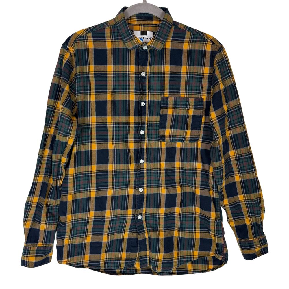 Topman Shirt Mens‎ Small Black Yellow Plaid Cotton Long Sleeve Casual Button-Up